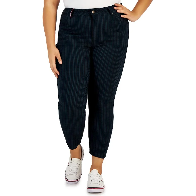 Daily Deals Tommy Hilfiger Womens Plus Plaid Cropped Ankle Pants