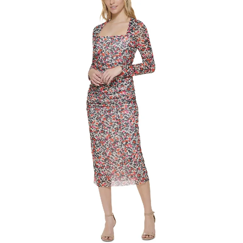 Instant Savings Tommy Hilfiger Womens Square Neck Midi Sheath Dress