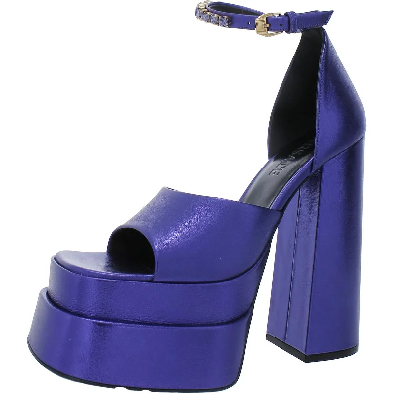 Bonus Savings Versace Womens Leather Ankle Strap Platform Heels