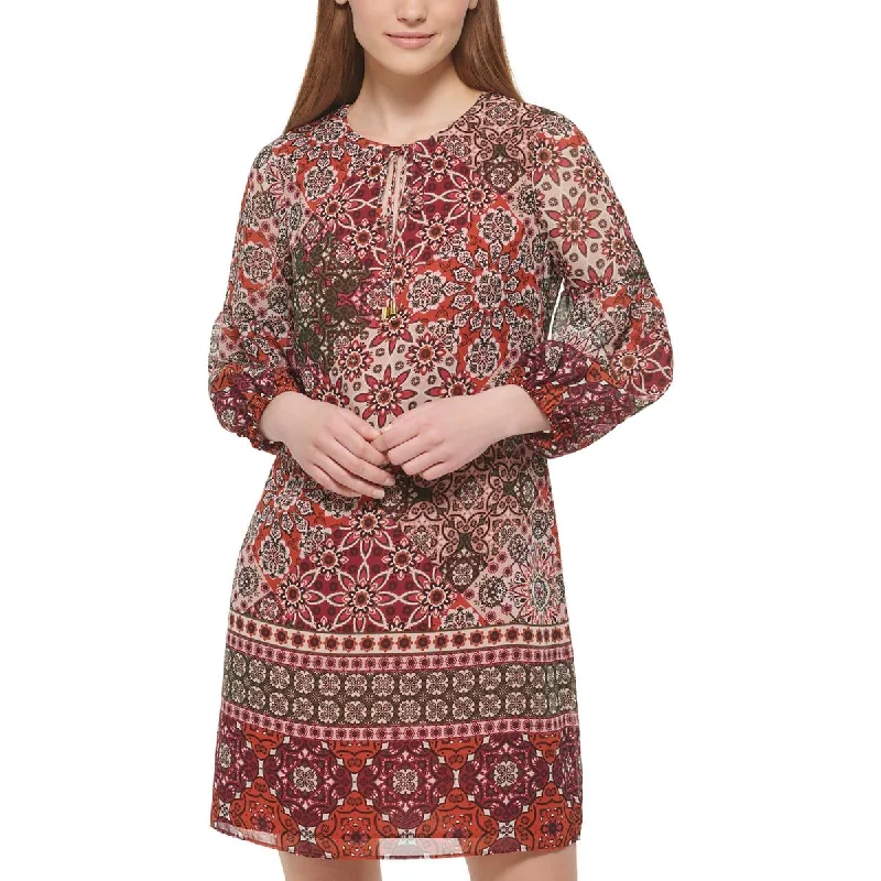 Year-End Clearance Vince Camuto Womens Petites Printed Mini Shift Dress