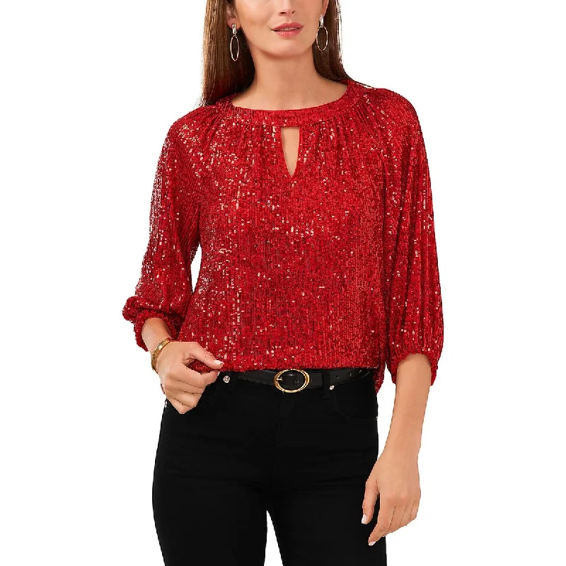Unbeatable Prices Vince Camuto Womens Sequined Keyhole Blouse