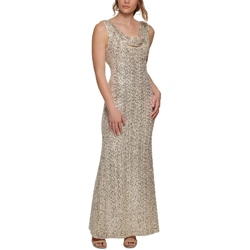 Incredible Offers Vince Camuto Womens Sequined Mesh Evening Dress