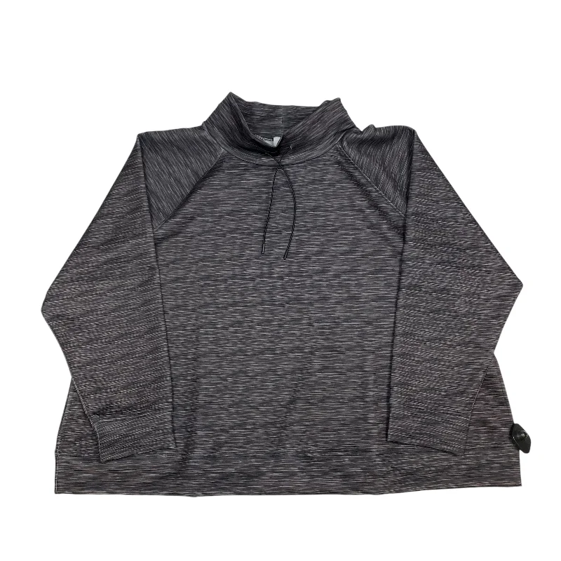 Deal Mania Athletic Top Long Sleeve Collar By Livi Active In Grey, Size: 4x