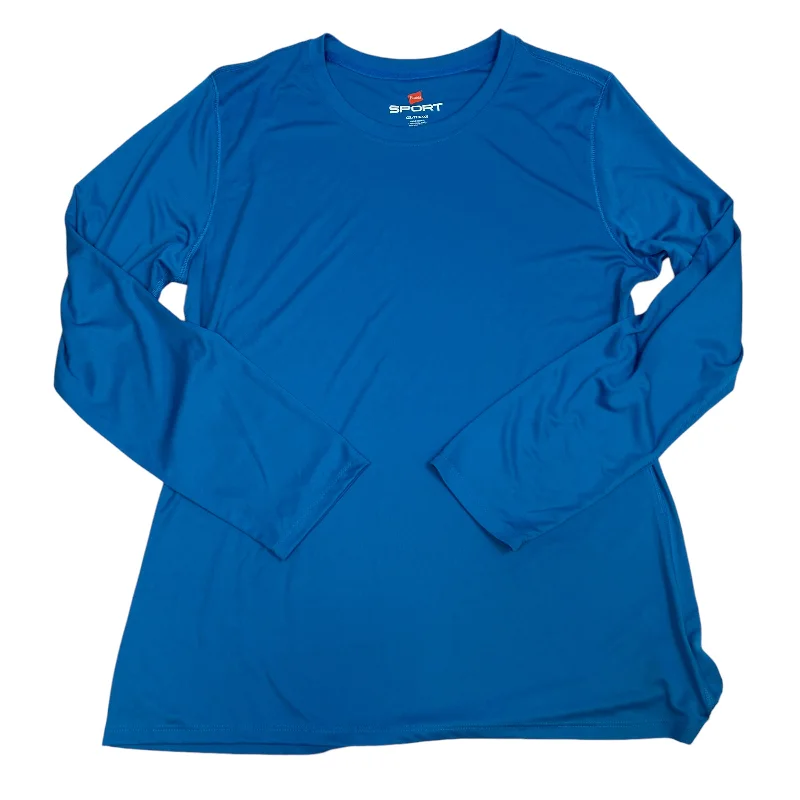Price Drop Athletic Top Long Sleeve Crewneck By Hanes In Blue, Size: 1x