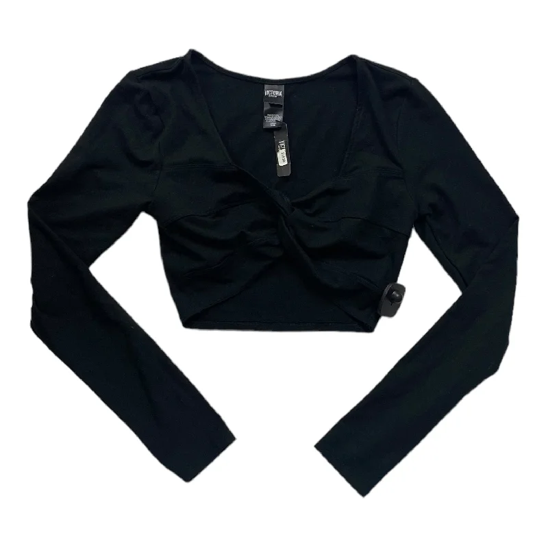 Flash Deals Black Athletic Top Long Sleeve Collar Victorias Secret, Size S