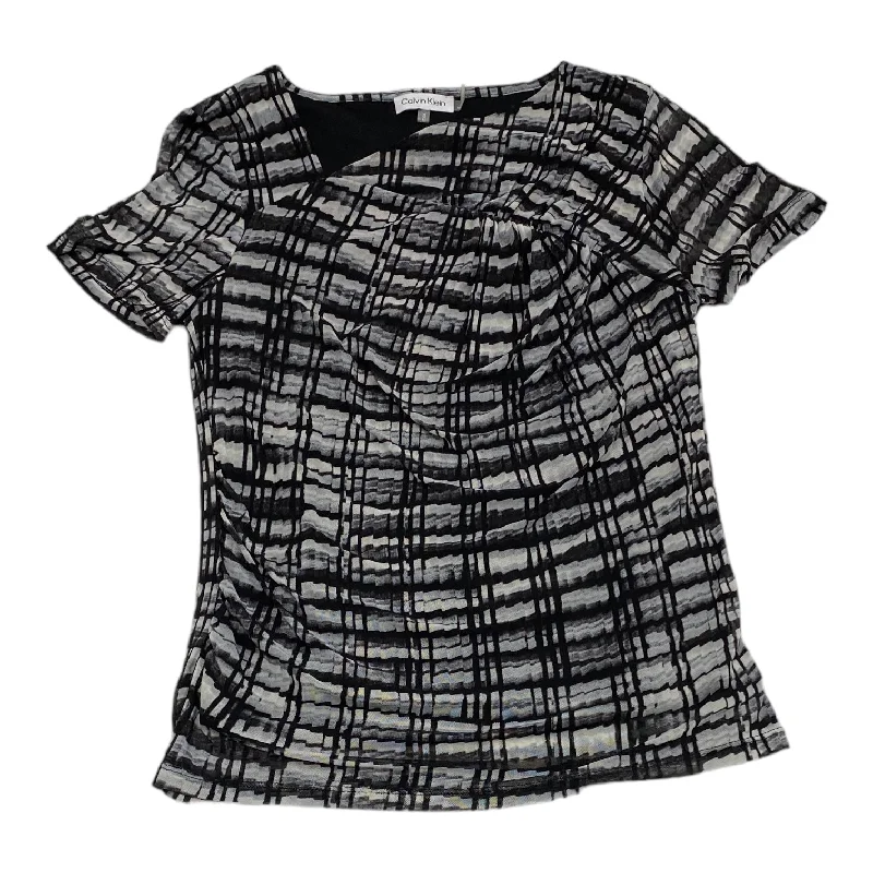 Quick Sale Black & Grey Top Short Sleeve Calvin Klein, Size M