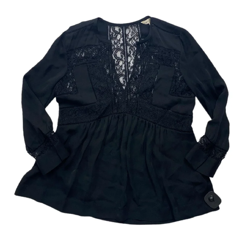 Extra Savings Black Top Long Sleeve Rebecca Taylor, Size 2