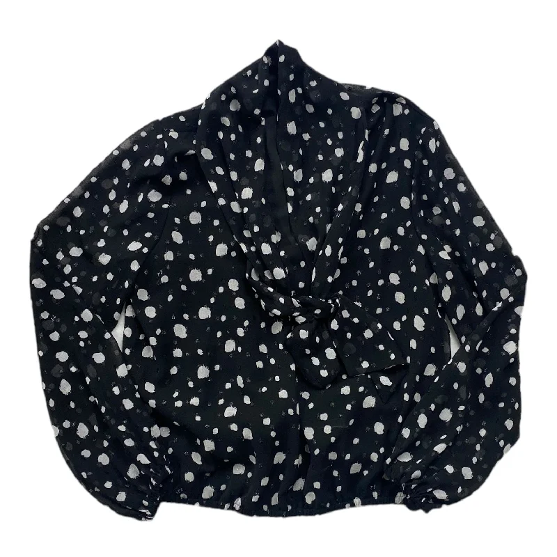 Don't Miss Black & White Top Long Sleeve Designer Ted Baker, Size Xs