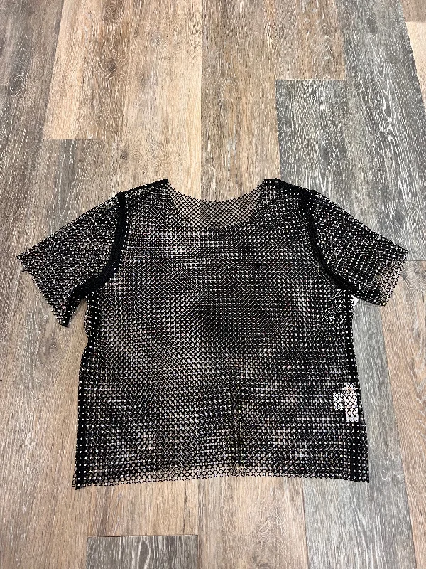 Final Sale Blouse Short Sleeve By Leela & Lavender In Black, Size: S/M