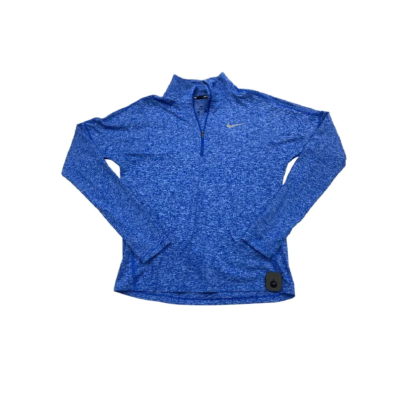 Closeout Blue Athletic Top Long Sleeve Collar Nike, Size S