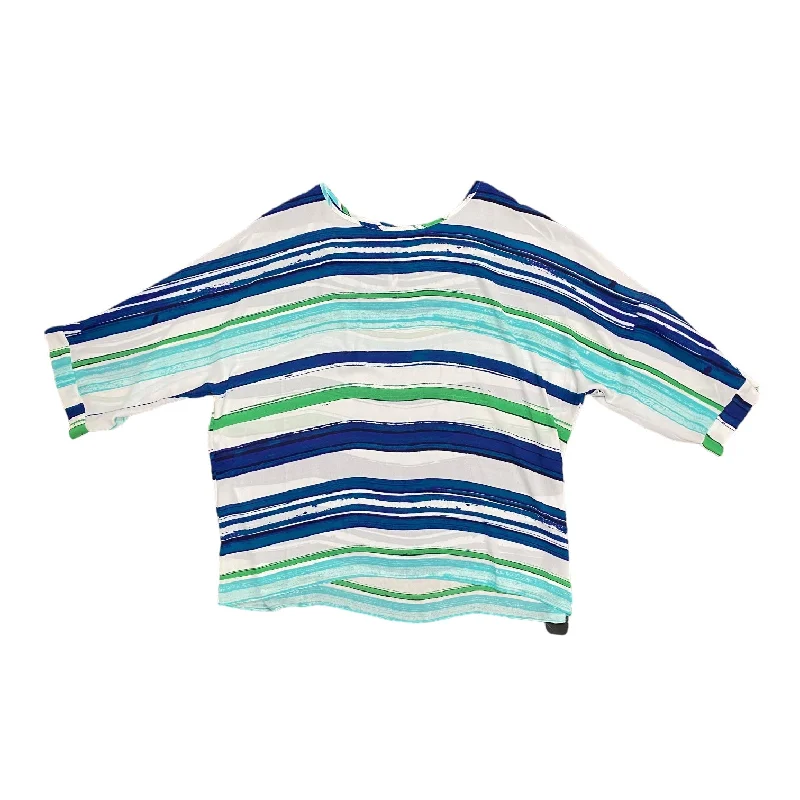 Don't Wait Blue & Green Top Short Sleeve Chaus, Size Xl