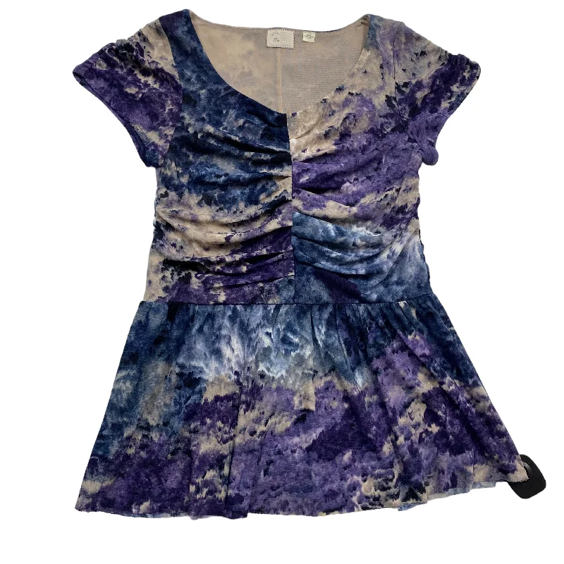 Today's Special Blue & Purple Top Short Sleeve Anthropologie, Size M