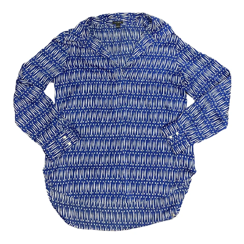 Fantastic Offers Blue & White Top Long Sleeve Ann Taylor, Size L