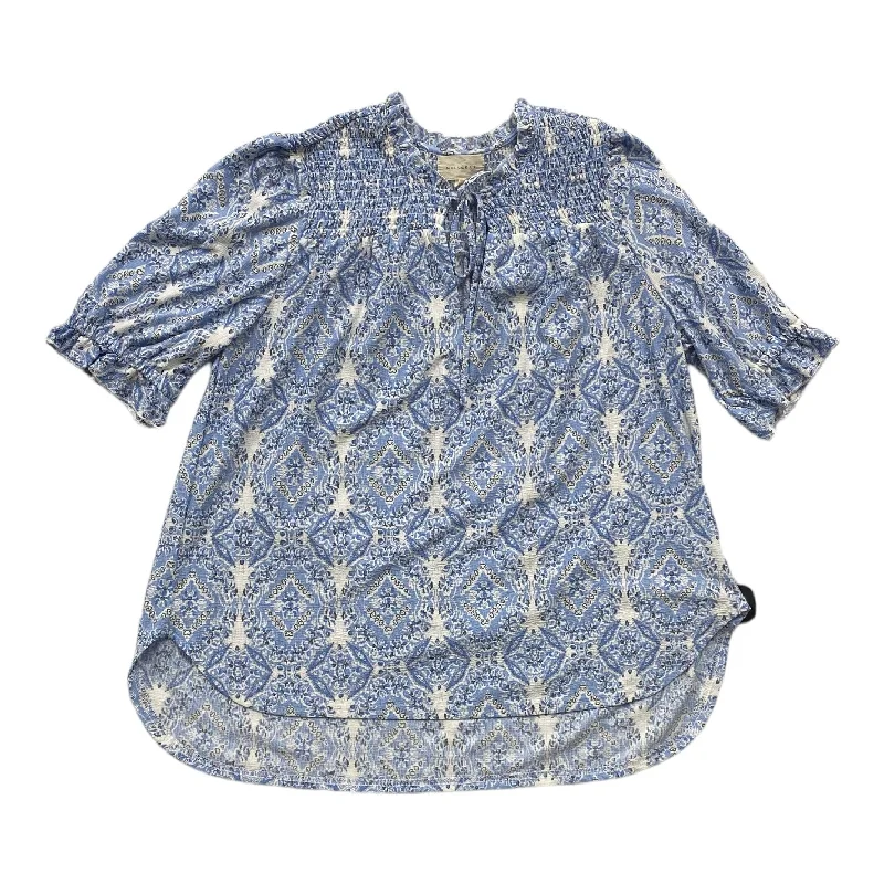 Savings Spectacular Blue & White Top Short Sleeve Melloday, Size S