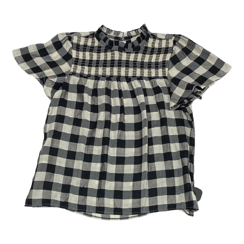 Deal Alert Checkered Pattern Top Short Sleeve Loft, Size S