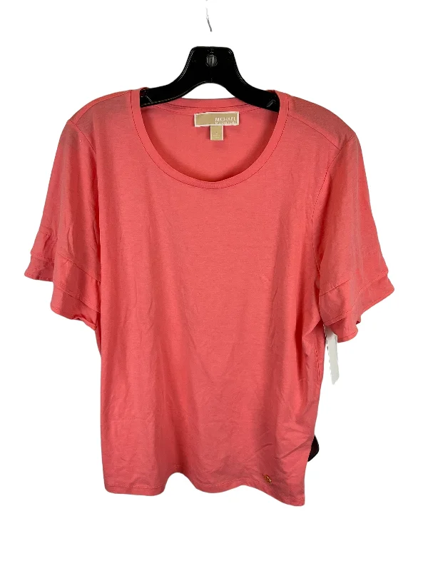 Blowout Sale Coral Top Short Sleeve Designer Michael By Michael Kors, Size L