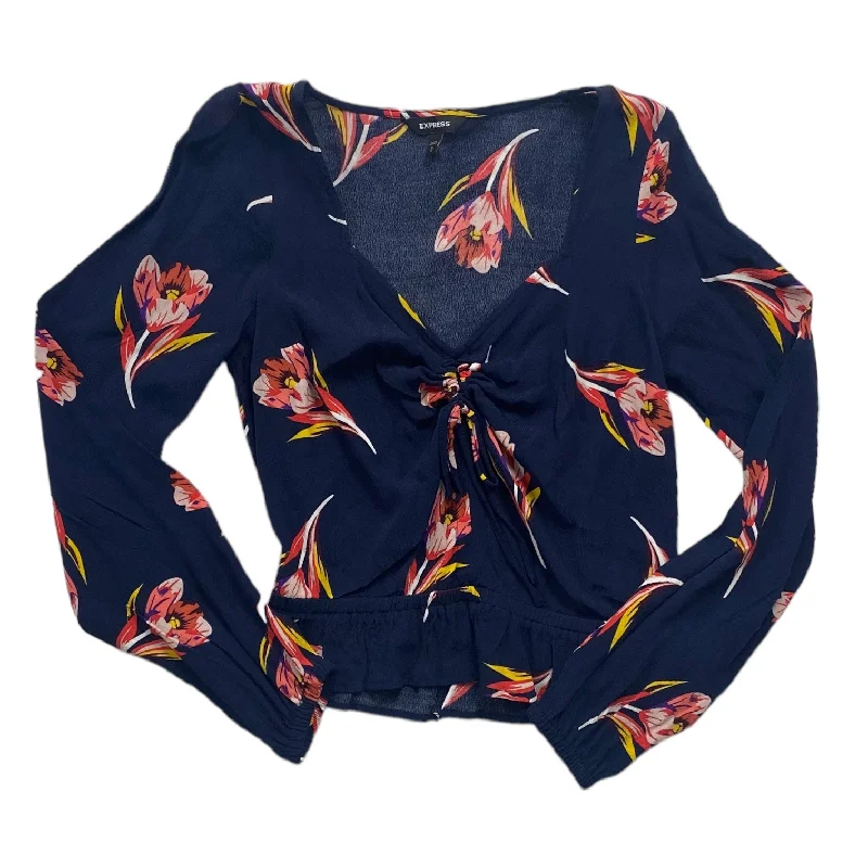 Limited Time Offer Floral Print Top Long Sleeve Express, Size Xs