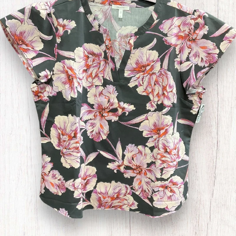 Floral Print Top Short Sleeve Basic Maurices, Size Xl