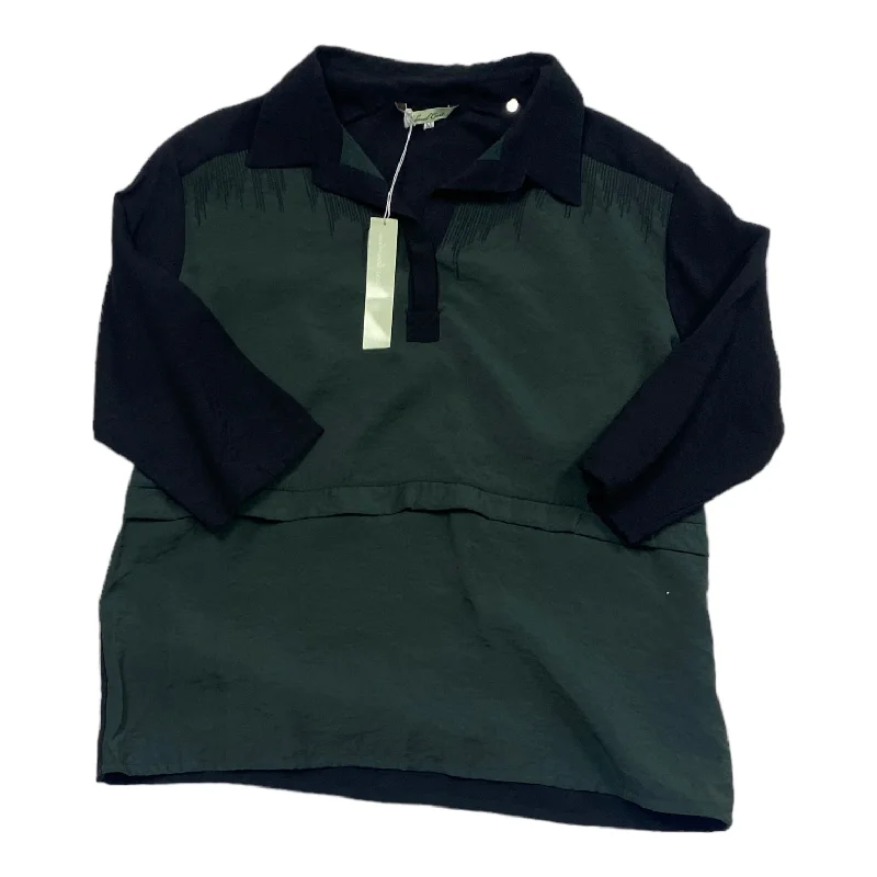 Overstock Green Blouse 3/4 Sleeve Redwood Court, Size M