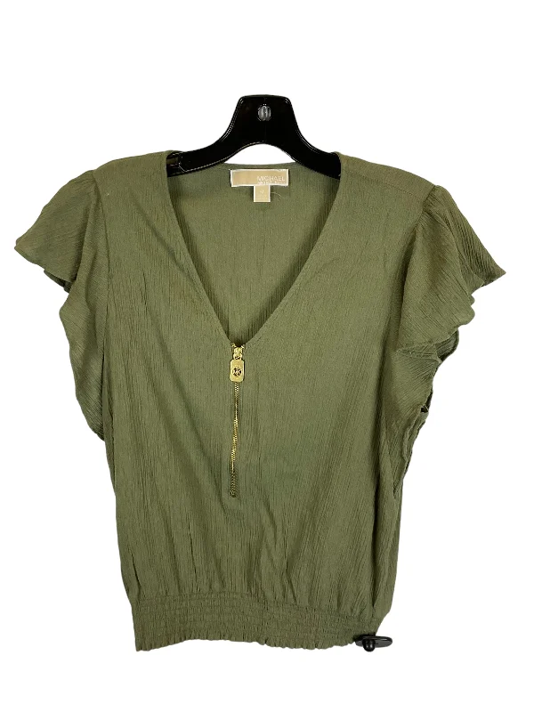 Amazing Deals Green Top Short Sleeve Michael By Michael Kors, Size M