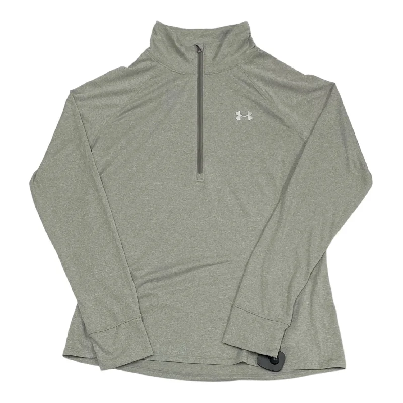 Limited Availability Grey Athletic Top Long Sleeve Collar Under Armour, Size L