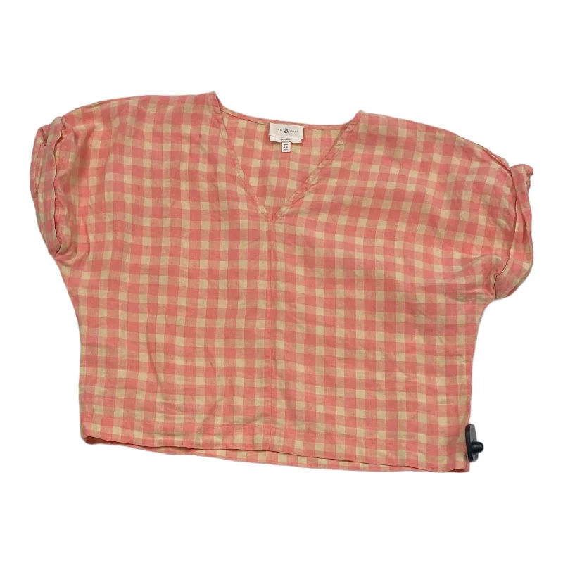 Super Deal Pink & Yellow Top Short Sleeve Lou And Grey, Size M