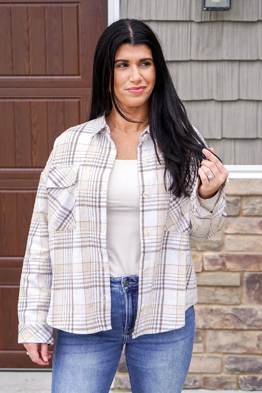 Extra Discounts Plaid Ivory Flannel Top