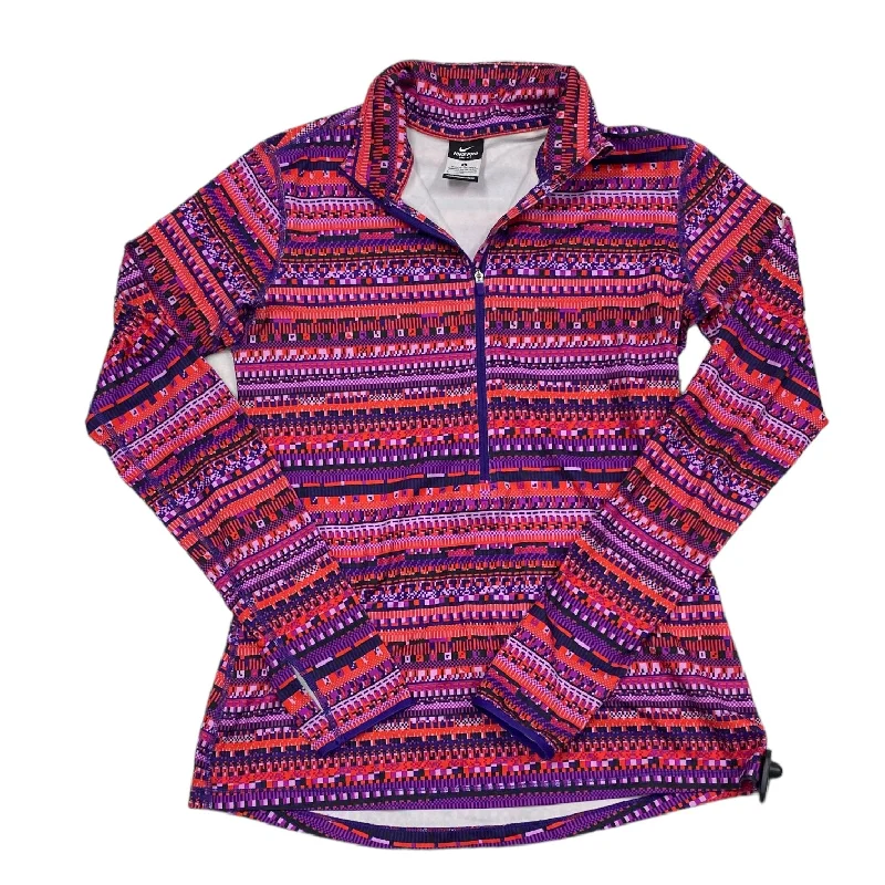 Shop and Save Purple & Red Athletic Top Long Sleeve Collar Nike, Size L