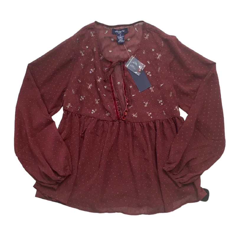 Members Only Red Top Long Sleeve ANNA CAI, Size M