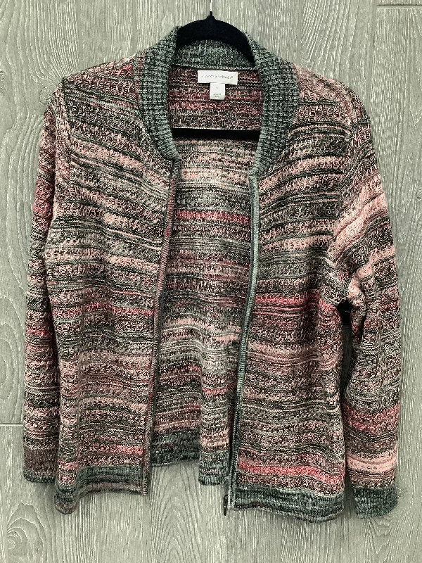 Savings Galore Sweater Cardigan By Christopher And Banks In Grey & Pink, Size: L