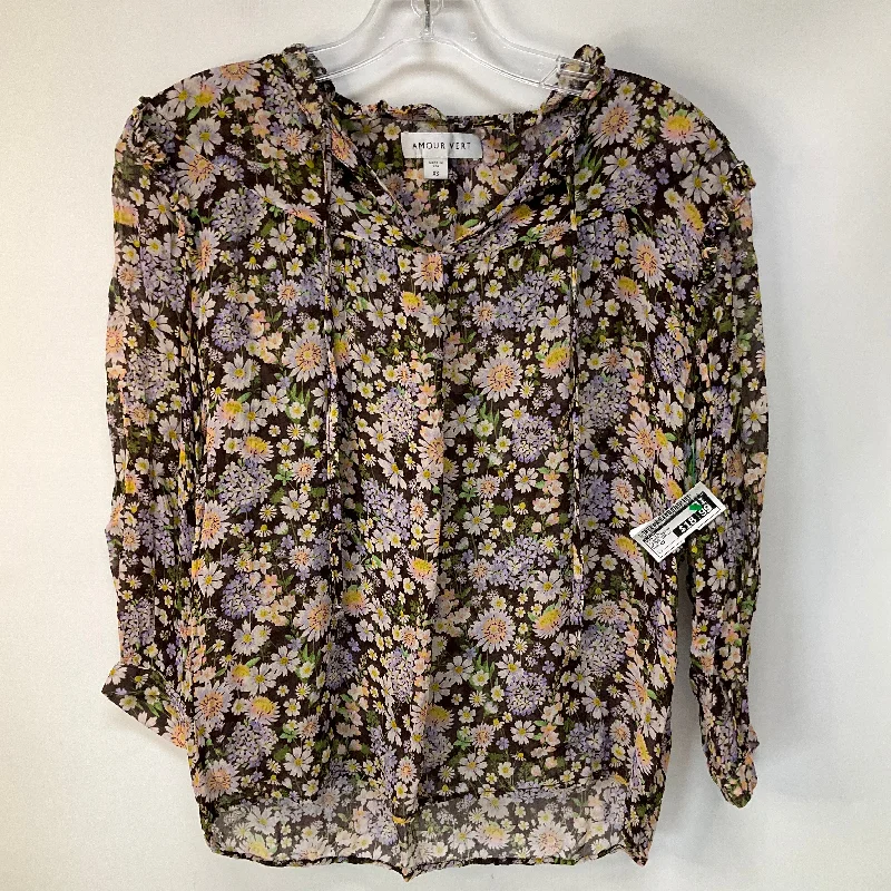 Can't Miss Top Long Sleeve By Cma In Floral Print, Size: Xs