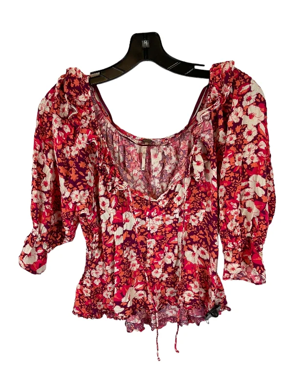 Great Deals Top Long Sleeve By Free People In Floral Print, Size: S