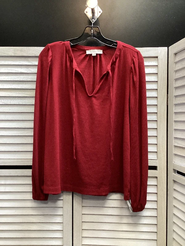 Don't Miss Top Long Sleeve By Loft In Red, Size: S