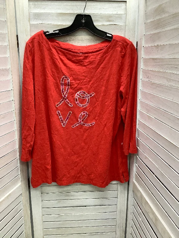 Flash Deals Top Long Sleeve By Loft In Red, Size: Xl