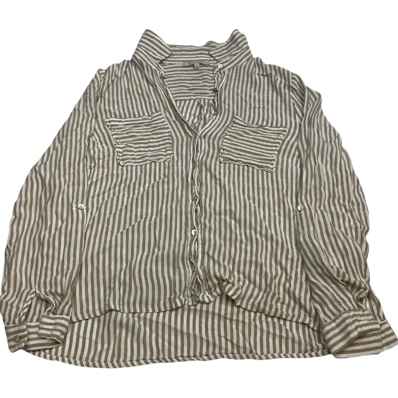 Steals and Deals Top Long Sleeve By Love Tree In Tan & White, Size: M