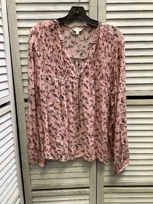 Special Promotion Top Long Sleeve By Lucky Brand In Floral Print, Size: L