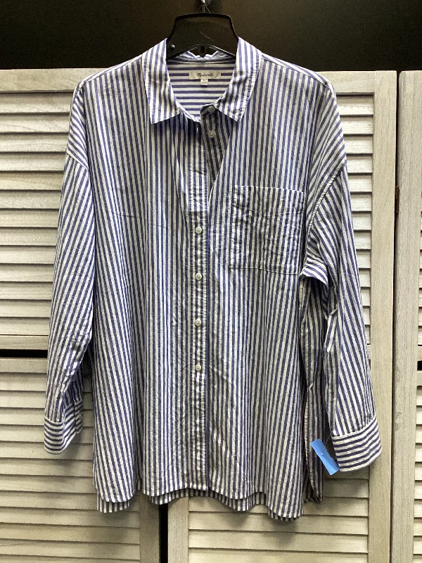 Extra Savings Top Long Sleeve By Madewell In Striped Pattern, Size: Xl