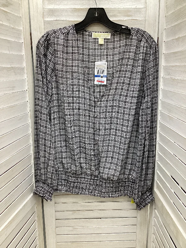 Bargain Prices Top Long Sleeve By Michael Kors In Plaid Pattern, Size: Xl