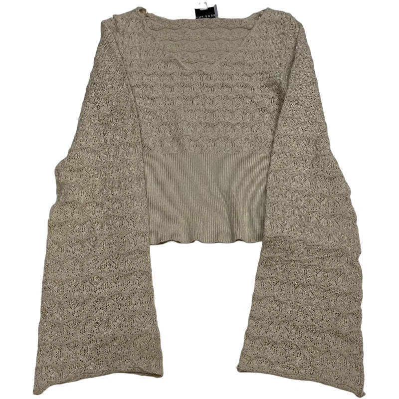 Bargain Bin Top Long Sleeve By Pink Rose In Tan, Size: Xs