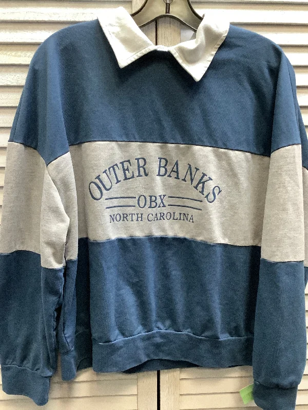 Deep Discounts Top Long Sleeve By Romwe In Blue & Grey, Size: M