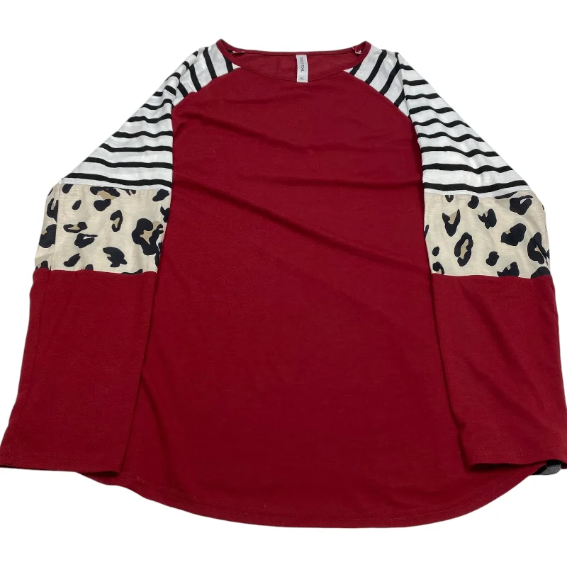 Super Deal Top Long Sleeve By Tickled Teal In Red, Size: Xl