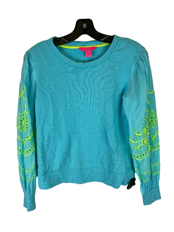 Take Advantage Top Long Sleeve Designer By Lilly Pulitzer In Blue, Size: Xxs