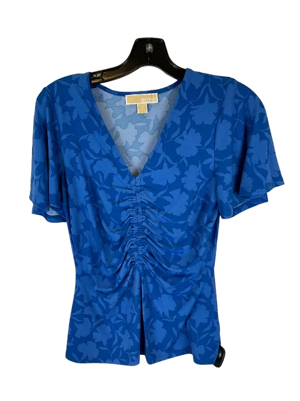 Flash Sale Top Short Sleeve Designer By Michael By Michael Kors In Blue, Size: M
