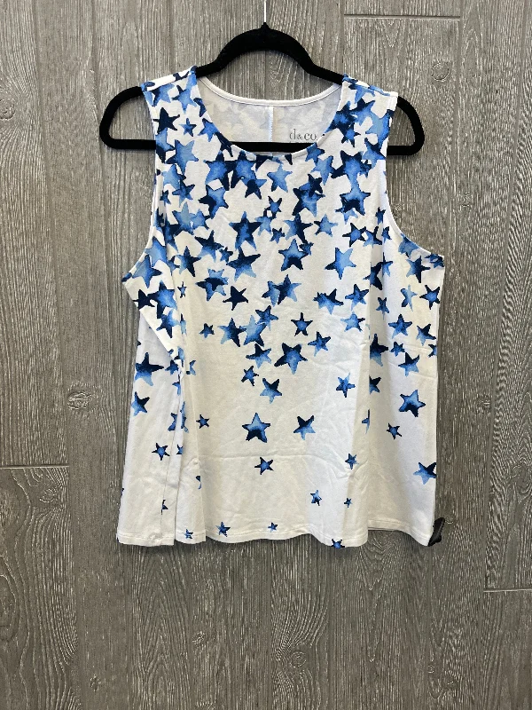 Special Savings Top Sleeveless By Denim And Company In Blue & White, Size: 1x