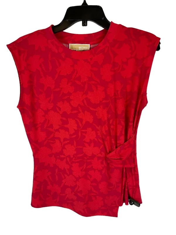 Weekend Deal Top Sleeveless Designer By Michael By Michael Kors In Orange & Red, Size: M