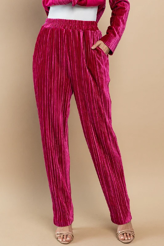 Price Buster Velvet Dreams Fuchsia Pleated Pants