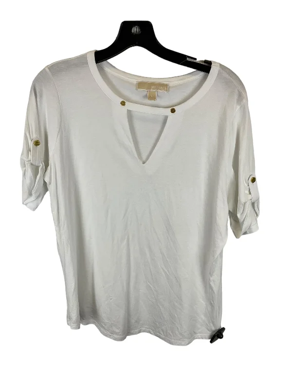 Seasonal Clearance White Top Short Sleeve Michael By Michael Kors, Size L