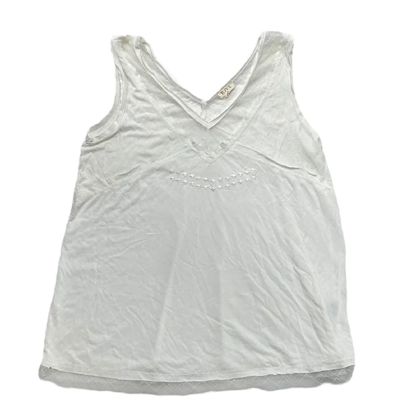 Price Rollback White Top Sleeveless Pol, Size L