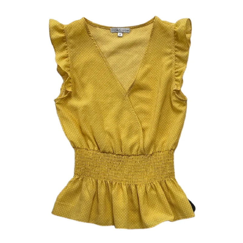 Final Clearance White & Yellow Top Sleeveless Moa Moa, Size Xs
