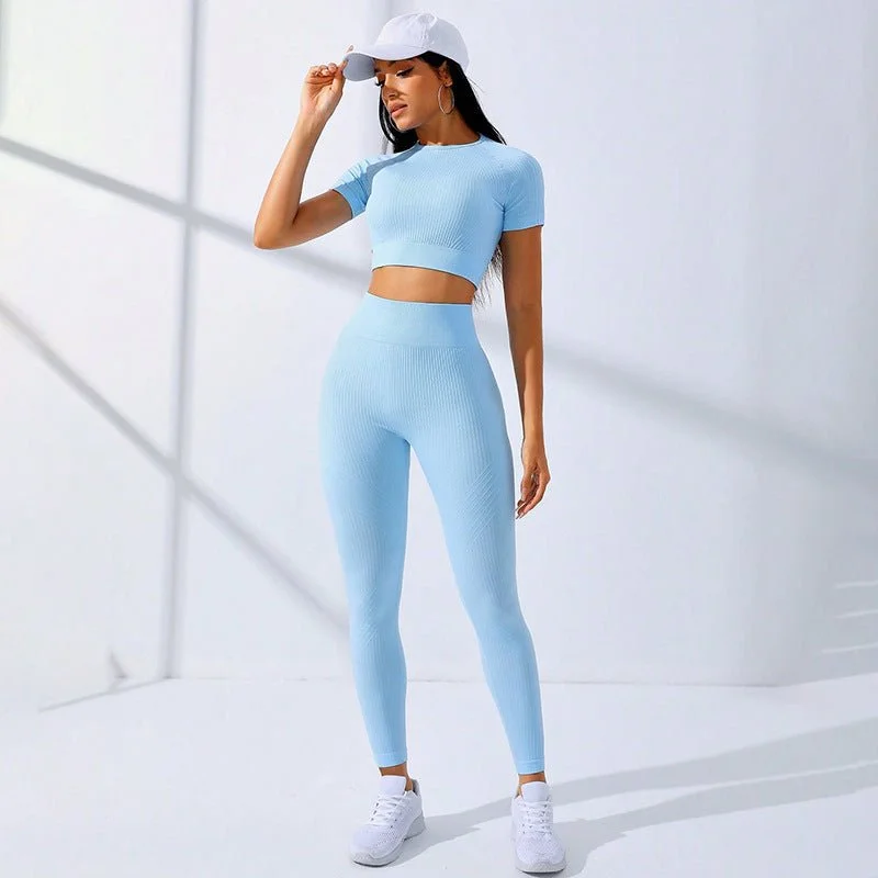 Bonus Savings High Waist 2 Piece Workout Clothes Set with Moisture-Wicking Fabric